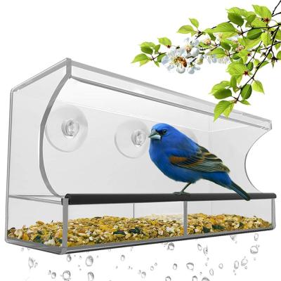 China Viable Outdoor Hanging Aviary Kits Window Bird Feeder With Strong Suction Cups And Seed Tray for sale