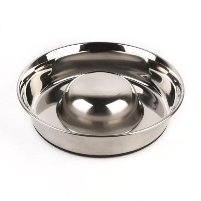 China Sustainable Customized Stainless Steel Slow Dog Bowl With A Basic Silicone Feeder for sale