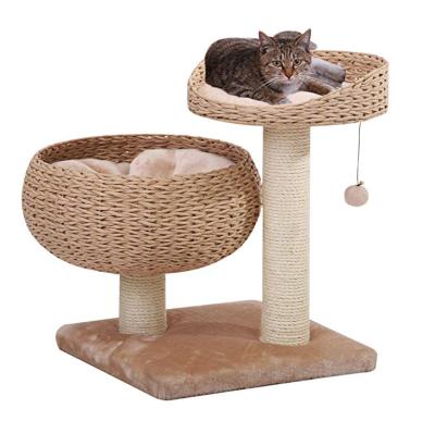 China Sustainable Rattan Woven Cat House Cat Climbing Tree for sale