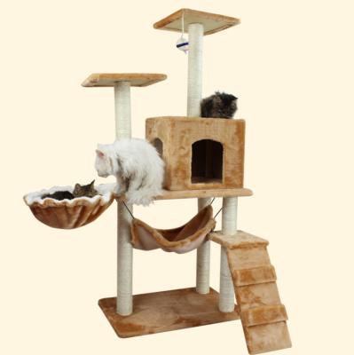 China Sustainable Cat Climbing Tower Activity Tree Housing Furniture Scratch Post For Kittens Pet House Play for sale