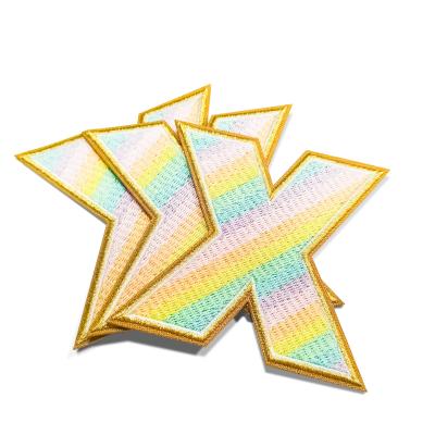 China Viable Custom Shiny Embroidery Patch Yarn Neck Tag Trademark Woven Label Patches For Coats for sale