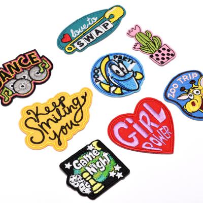 China Others Automated Custom Back Processing Clothing Accessories Adhesive Badges Embroidery Labels Ironing Patch Embroidery Cloth for sale