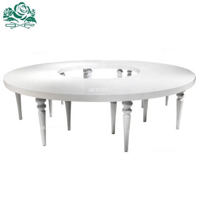 China Event Furniture MDF Top White Metal Half Moon Wedding Convertible Banquet Table For Sale for sale