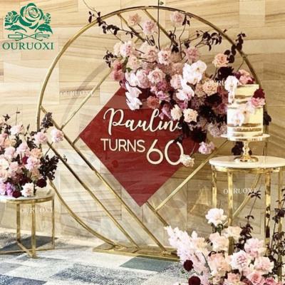 China Wedding Decoration Fancy Style Event Decoration Round Gold Stainless Steel Wedding Backdrop for sale