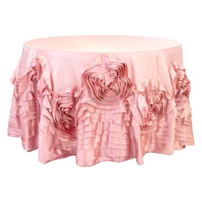 China Factory Wholesale Waterproof Polyester Large Round Rosette Banquet Table Cloth for sale