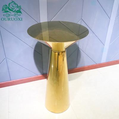 China Bar Table Customized Gold Stainless Steel Metal Bar Cocktail Table Bar Table for sale