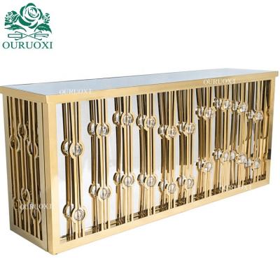 China Bar Table Stainless Steel Gold Mirror Outline Nightclub Bar Counter Table for sale