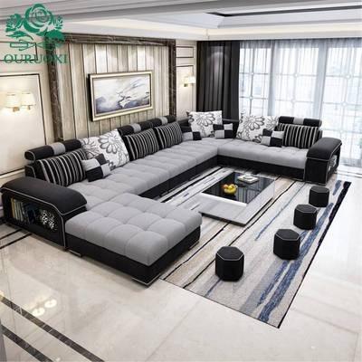 China USB Charging Living Room Furniture Foshan Luxury Sectional Lounge Couch Velvet Fabric Modern Corner Sofa for sale