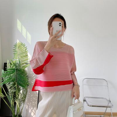 China Main FXZ miyake QUICK DRY pleats 2021 New 2021 New uniterm Collar Horizontal Pleated Loose Plus Size Sleeve Pleats Spring Along for sale