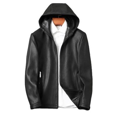 China QUICK DRY Genuine Skin Men's Goat Sheep Leather Jacket With Hood Leather Jacket Fashion Real Leather Jackets for sale