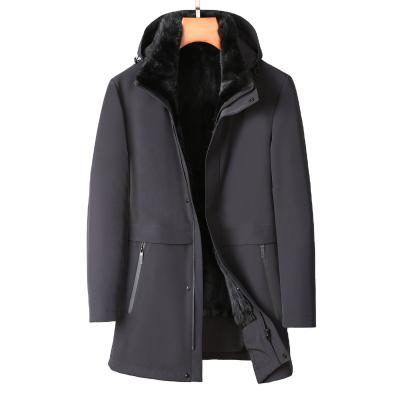 China Fashion True QUICK DRY Mens Winter Long Parka Jackets Detachable Mink Fur Hood Parka Jackets For Men for sale