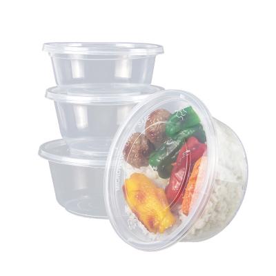 China Microwave Food Container Disposable Fast Food Bowl PP Soup Bowl Takeout Disposable Plastic Round Bowl With Cover for sale