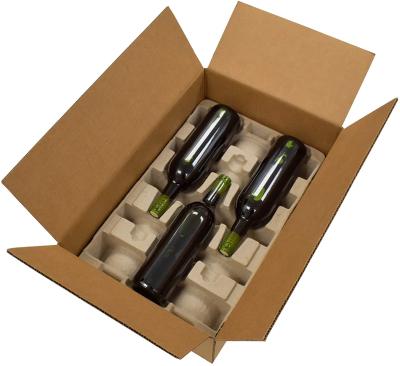 China Business& Shopping 6 Bottle Molded Pulp Wine Shipper Complete Heavy Duty Wine Packaging Molded Pulp Products for sale