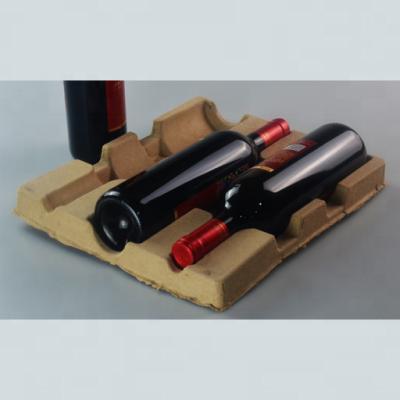 China Waterproof 3 Bottle Pack Wine Shipper Tray Holder Complete Heavy-Wall Wine Packaging Molded Pulp Eco Friendly Products for sale