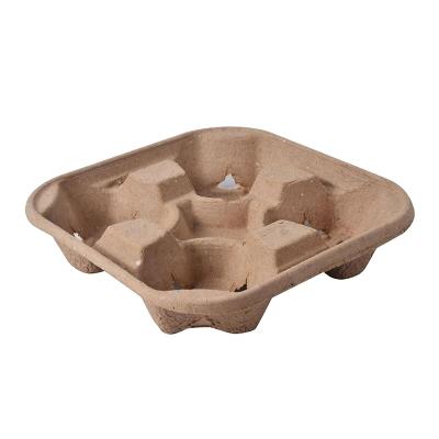 China Eco - Friendly Disposable Biodegradable Corrugated Pulp Kraft Coffee Cup Holder for sale