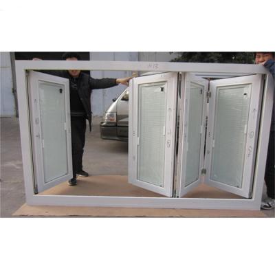 China Hot Selling Folding Screen 2021Year UPVC Bi-fold Window Bend Hurricane Proof Glass Windows for sale