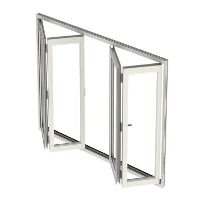 China Magnetic Screen Double Glazed Gray Gray White Black Glass Handle Anti-theft Lock Window Aluminum Vertical Folding Bifold Window For Residences for sale