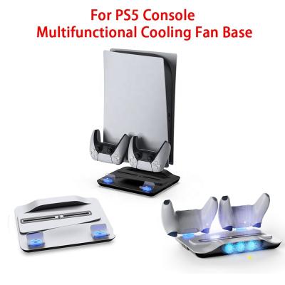 China For PS5 Console Multifunctional Fan Base Bracket For PS5 Gamepad Blue Light LED Stand Charging Station For PS5 for sale