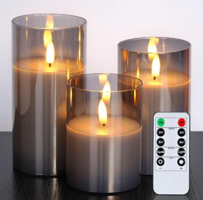 China Eco-Friendly LED Battery Operated Remote Control Glass Flameless Electronic Candles Light for sale