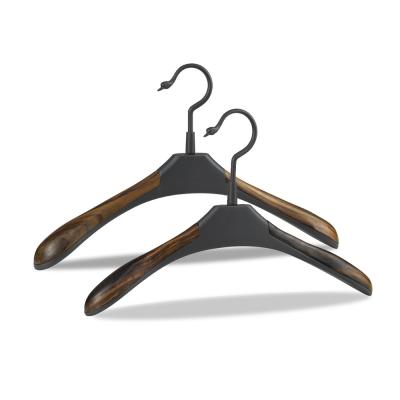 China Luxury Bedroom Black Wooden Hotel Coat Hangers 270*450mm Eco Friendly for sale