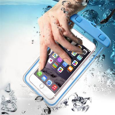 China Apply for Beach Yuanfeng Waterproof Clear Phone Pouch Diving Luminous Case with Same Color ABS Clip and Lanyard for sale