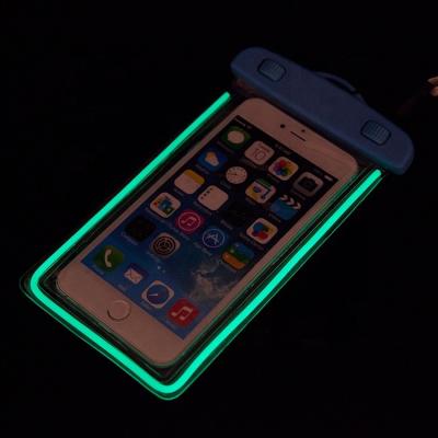 China Custom Logo PVC Sandproof Fluorescent Strip Waterproof ABS Clip Waterproof Phone Diving Bag for sale