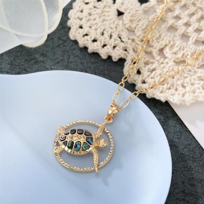 China New FASHIONABLE Custom Personality And Soft Natural Fritillary Set With Diamond Sea Turtle Gold Plated Necklace Chain for sale