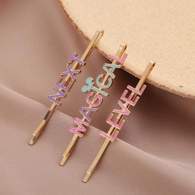 China 2021 Fashion Jewelry Korean Fashion Hair Clips Hair Clips Custom Candy Color Letter Hair Clip For Girls for sale