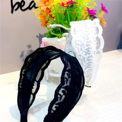 China 2021 Fashion Jewelry Fashion Hair Accessories Hot Selling Good Quality Lace Black And White Headband For Girls for sale