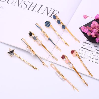 China 2021 Factory Supply Fashionable Jewelry Popular Hair Clip Set Hair Jewelry Accessories Rhinestone Pearl Hair Clip For Women for sale