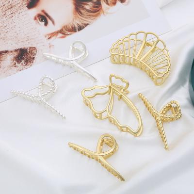 China Trendy Jewelry 2021 Korean Fashion Accessories Hair Claw Clip Big Hair Claw Metal Claw Glod Plated Hair Clips for sale