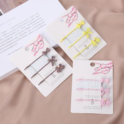 China Fashion jewelry 2021 the popular Mini Hairclips Bow Hairclips hairpins three color of new listing hair accessories for sale