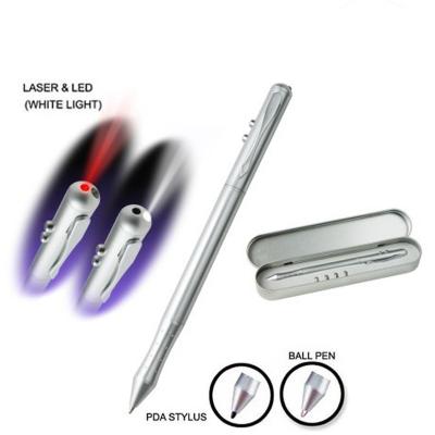 China Promotional Pen 4 in 1 Laser Ballpoint Pens with LOGO Print Red Laser Ballpoint Pen with Laser Indicator and PDA Refill Inside for sale