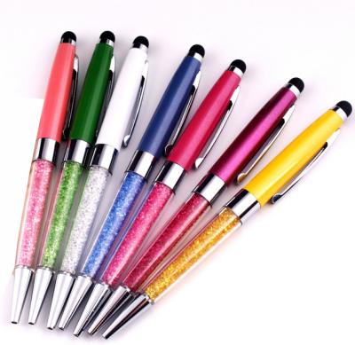 China Newest Mobile Phone Crystal Diamond Pens With Function Stylus Full Color Crystal Pens For Gift Promotional Items for sale