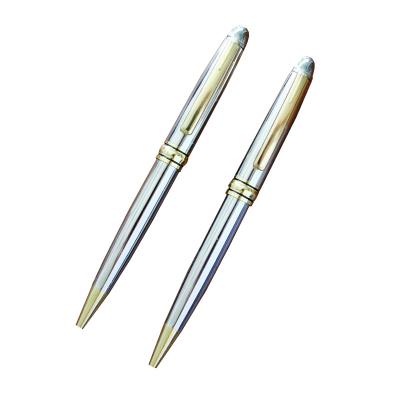 China Factory direct 1.0mm fine point stainless steel metal twist pen popular chrome luminous ballpoint pen wholesale direct with drop shipping for sale