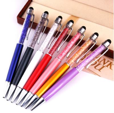 China Cheap Low MOQ Diamond Pens With Stylus Touch Cell Phone Work Crystal Stylus Pen 2 in 1 Crystal Ballpoint Pens OEM Available for sale