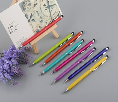 China Office School Ballpoint Pens Slim 2 in 1 Metal Stylus Touch Pen Multi Colors Cheap Metal Ballpoint Pens Use for Hotel Gift for sale