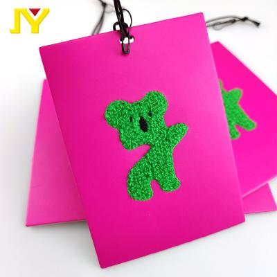 China Sustainable LOGO Embroidery Hang Tag High Quality Towel Embroidery Custom Clothing Hang Tag for sale