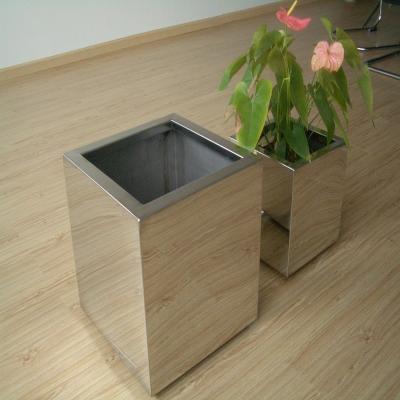 China Anti-corrosion factory made 1.2MM thickness stainless steel decorative conical 304 polished flower pot, decorative indoor flower pots for sale