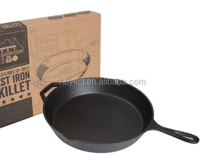 China Yikang Durable Pre-Seasoned Manufacture Coating Round Cast Iron Frying Pan With Double Pour Spot for sale