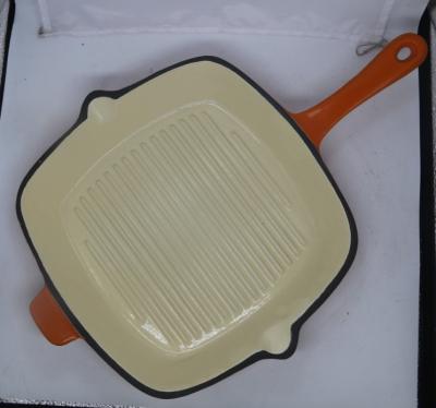 China Cast Iron Skillet Viable Frying Pan, Enamel, 25*25*4cm Skillet Pan for sale