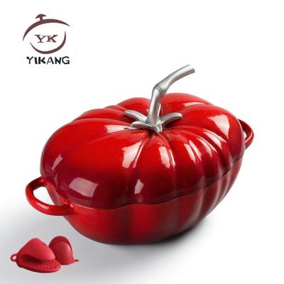 China Sustainable Red Enamel Cast Iron Casserole Melt Pot Fondue Set for sale