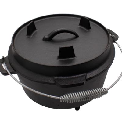 China Viable 2 in 1 Pre-Seasoned Cast Iron Dutch Oven Camping Pot with Lid Lifter Handle for sale