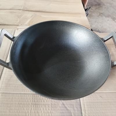 China Sustainable Pre-Seasoned Cast Iron Wok, Two Handle Cast Iron Wok, Chinese Cast Iron Wok for sale