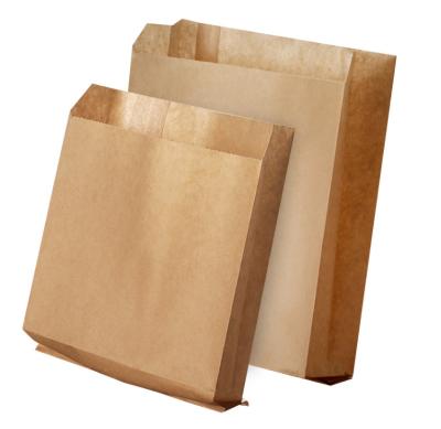 China Recycled Materials RTS Biodegradable Wax Coated Flat Lined V Shape Sharp Bottom Kraft Paper Sandwich Lunch Bags For French Fried Cookies for sale