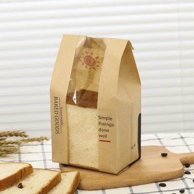 China 2021 Degradable Recycled Materials RTS Brown Toast White Paper Bag Kraft Paper For Baguette Bread With Clear Window for sale