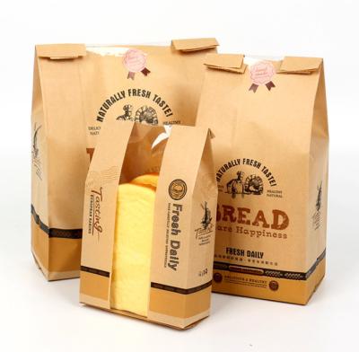 China Recycled Materials RTS Food Grade Paper Bag Environmentally Suitable For Bread Toast Packaging With Plastic Clear Window for sale