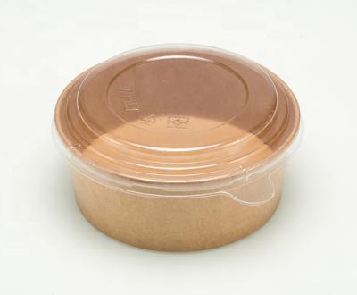 China 450/750/900/1000/1200/1300ML Food Grade Brown Kraft Paper Waterproof Disposable Biodegradable Waterproof Bowl With PP Lid for sale