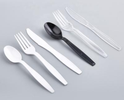 China 2021 Hot Selling Disposable Cutlery Set Disposable Cutlery Set Eco-Friendly White Clear Black PS Supply for sale