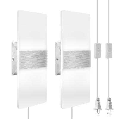 China JACKYLED Modern Modern Plug In Wall Lights With Wire Adjustable White Acrylic Bedroom LED Wall Sconce Lighting for sale